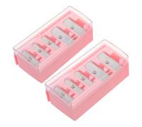 LOLIPPYY Sacapuntas de Maquillaje Rosa Manual de 5 Agujeros y Fácil de Usar, Pack de 2 Unidades para Lápices Cosméticos y Delineadores de, Diseño Portátil para