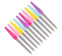 LOLIPPYY Set de 10 Limas de Uñas de Acero Inoxidable Mango Plástico Doble Cara para Limado Grueso y Fino Herramienta de Manicura y Pedicura Compacta Adecuado para Cuidado Profesional y
