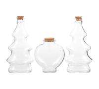 LOLIPPYY Set de 3 Botellas de Vidrio Decorativas para Ceremonia de Arena de Boda Tapón de Corcho Tamaño Mediano y Grande 1 Corazón Mediano 2 Botellas 300 Ml Recipiente Transparente