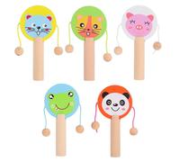 LOLIPPYY Sonajeros de Madera para Bebés 5 Piezas Dibujos Animados, Juguetes de Educación Temprana Cómodos y Resistentes para Jugar en Cualquier Momento Varios estilos
