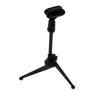 LOLIPPYY Soporte de Micrófono de Mesa con Clip de Plástico Negro, Trípode Estable, Altura Retráctil de 21 a 27.5 Cm, Fácil Instalación para Escritorio y Canto