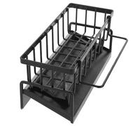 LOLIPPYY Soporte para Esponjas de Fregadero de Cocina Negro Barra Organizador de Encimera Bandeja de Drenaje Accesorio para Esponjas y Paños Estante sin Taladro para Almacenamiento y