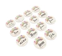 LOLIPPYY Tarjetas De Mensuales Del Ñiño De Madera 14 Piezas Para Recién Nacidos Accesorio Para Fotos Registro Mensual Del Ñiño Recuerdo De Crecimiento Primer Año