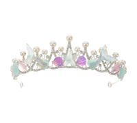 LOLIPPYY Tiara de Princesa Conchas Marinas y Perlas Barrocas, Diadema de Metal Escamas de Pescado y Gemas de Imitación, Ligera E Hipoalergénica, Adecuada para Bodas, Fiestas y Disfraz