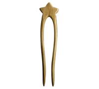 LOLIPPYY U-shaped Wooden Hair Stick For Women Double-prong Bun Pin With Star Decoration Smooth Edge Long Hair Accessory For Stylish Updos And Chignons