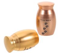 LOLIPPYY Urnas para Cenizas de Mascotas Metálicas Pequeñas 2 Unidades con Diseño de Huella de Perro en Color Dorado y Rosa Caja Conmemorativa para Guardar Pelo Dientes y Recuerdos