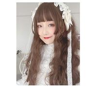 Lolita 68cm largo rizado marrón flequillo lindo partido sintético dama peluca cosplay + peluca gratis gorra solo peluca