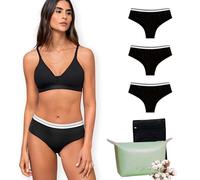 Lolita® Braguita Menstrual Paquete de 3 - Protección Higiénica Lavable con 4 Capas Absorbentes - Equivalente a 2 Tampones (Black, XL)