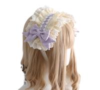 Lolita - Diadema de encaje con volantes y lazo, accesorio para el cabello estilo dulce sirvienta, varios colores (morado)