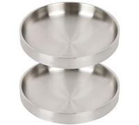 Lollanda Cuenco plano de acero inoxidable, 2 comederos para gatos, acero inoxidable, cuencos para gatos de metal 304, a prueba de caídas, fácil de limpiar