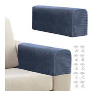 Lollanda Fundas protectoras para reposabrazos de sofá, elásticas, antideslizantes, fundas protectoras para sillón, color gris oscuro