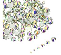 LolliBeads Resina Cristal Redondo Nail Art Mezclado Parte posterior plana Acrlico Rhinestones Gemas Tamao de mezcla 1.5-5 mm Color AB (1200 pie