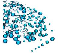 LolliBeads Resina Cristal Redondo Nail Art Mezclado Parte posterior plana Acrlico Rhinestones Gemas Tamao de mezcla 1.5-5 mm Color Azul turques