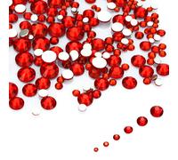 LolliBeads Resina Cristal Redondo Nail Art Mezclado Parte posterior plana Acrlico Rhinestones Gemas Tamao de mezcla 1.5-5 mm Color Rojo Siam (1