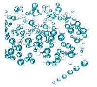 LolliBeads Resina Cristal Redondo Nail Art Mixto Parte Posterior Plana Acrlico Rhinestones Gemas Tamao Mezcla 1.5-5 mm Color Azul Aguamarina (1