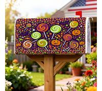 Lollipop - Fundas magnéticas para buzón, calabazas festivas y fantásticas, caramelos, Halloween, violeta, para decoración de patio exterior, 21 x 25.5 pulgadas