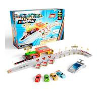 Lollipop Nascar Pitstop Raceway - Experimenta la emoción de las carreras de NASCAR con un lanzador interactivo y cuatro coches de carreras de juguetes - Ideal para un regalo para niños