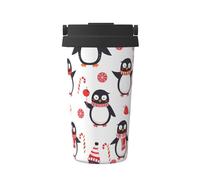 Lollipop Penguin - Taza de café aislada con tapa, vaso de viaje de acero inoxidable a prueba de fugas
