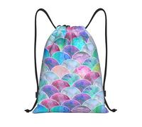 LOLOBFZL Flamenco Flores Ligero Cordón Correa Bolsillo Mochila Deportiva Mochila Diaria Plegable Cordón Mochila, Pescado Escala Mar, Pequeña, Mochilas, Mar de montaña de peces, S, Mochilas