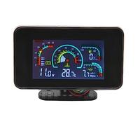 LOLPALONE 4 en 1 LCD 12V/24V VoltíMetro de PresióN de Aceite VoltíMetro Temperatura del Agua Indicador de Combustible de Aceite con Sensor de 10 Mm para CamióN Excavadora