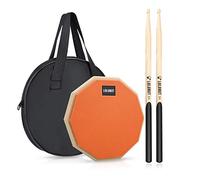 LOLUNUT - Almohadilla para práctica silenciosa para batería, de 2 caras, base de madera con goma suave, incluye baquetas de madera maciza., 20.3 cm - Naranja