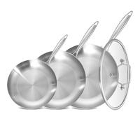 LOLYKITCH Juego de 3 sartenes de acero inoxidable de tres capas de 8.5-10-12 pulgadas, sartenes, juego de utensilios de cocina de inducción, aptos para horno y lavavajillas, mango desmontable