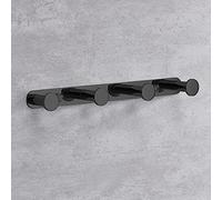 Lolypot Ganchos Toalla Gancho Percheros de pared Bata Percha 304 Acero inoxidable Perchero pared de Cocina Baño Colgadores Gancho de puerta (Perforación, negro 4 ganchos)