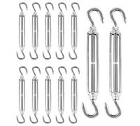 LOLYSIC 12 tensores M8 de acero inoxidable, tensores de cuerda de alambre, tensores con ganchos, tensor de alambre ajustable, tipo CC, gancho tensor para toldo, sistema de cuerda de jardín, alambre de
