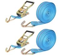 LOLYSIC 2 Unidades de 10m Correas tensoras con carraca y Gancho, Cinchas de Sujeción de Carga 50mm x 10m Correas de Sujección, 3000kg Correa de Amarre con trinquete, trinquete para Carga, Moto, camión