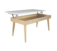 LoMasCasa - Mesa de Centro Elevable con Cajón Modelo Karol 6 con Acabado Madera Roble Ika y Blanco Fabricada en Madera Natural Maciza de Pino con Medidas: 100 x 50 x 47 cm