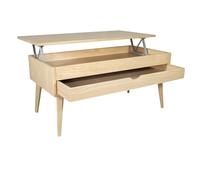 LoMasCasa - Mesa de Salon de Centro Colección Sonka Elevable con Cajón Deslizante de Madera Natural Maciza Disponible en Color Roble Ika con Pata Conica - 100x50x48 cm