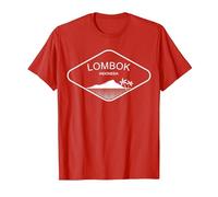 Lombok Indonesia Palmeras Playa Bali Regalo Penida Recuerdo Camiseta, Hombre, Rojo, S