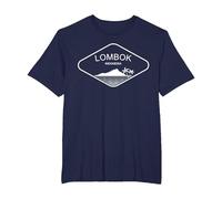Lombok Indonesia Palmeras Playa Bali Regalo Penida Recuerdo Camiseta, Hombre Tallas Grandes, Azul Marino, 4X Alto