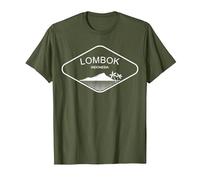 Lombok Indonesia Palmeras Playa Bali Regalo Penida Recuerdo Camiseta, Hombre, Verde Oliva, 3XL