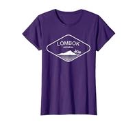Lombok Indonesia Palmeras Playa Bali Regalo Penida Recuerdo Camiseta, Mujer, Morado, S