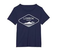 Lombok Indonesia Palmeras Playa Bali Regalo Penida Recuerdo Camiseta, Mujer Tallas Grandes, Azul Marino, 4XL Grande