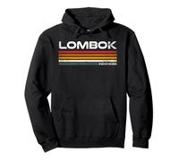 Lombok Indonesia Vintage Retro Viaje Rayas Isla Diseño Sudadera con Capucha