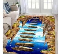 LOMDEM 3D Desierto Grietas Agua y Fuego Agujero Alfombra Habitación Juventud Adolescente Niño Antideslizante Alfombra para Sala de Estar, Alfombras Playera para Habitación Niña (Color 4,160x200 cm)