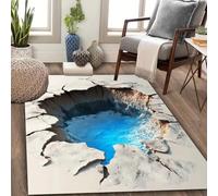 LOMDEM 3D Desierto Grietas Agua y Fuego Agujero Alfombra Habitación Juventud Adolescente Niño Antideslizante Alfombra para Sala de Estar, Alfombras Playera para Habitación Niña (Color 6,100x200 cm)