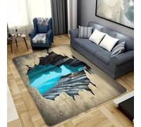 LOMDEM 3D Desierto Grietas Agua y Fuego Agujero Alfombra Habitación Juventud Adolescente Niño Antideslizante Alfombra para Sala de Estar, Alfombras Playera para Habitación Niña (Color 3,160x200 cm)