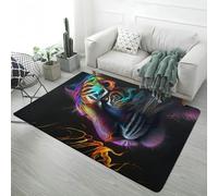 LOMDEM Alfombra de Animales Fantásticos, Tapete Decorativo Moderno Hogar, Suave y Antideslizante, 3D Gato Lobo Leopardo Gris Negro Alfombra Habitación Juveniles Salas de Estar, 80x120 cm, Color 5