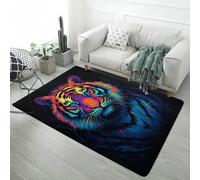 LOMDEM Alfombra de Animales Fantásticos, Tapete Decorativo Moderno Hogar, Suave y Antideslizante, 3D Gato Lobo Leopardo Gris Negro Alfombra Habitación Juveniles Salas de Estar, 120x160 cm, Color 6
