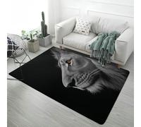 LOMDEM Alfombra de Animales Fantásticos, Tapete Decorativo Moderno Hogar, Suave y Antideslizante, 3D Gato Lobo Leopardo Gris Negro Alfombra Habitación Juveniles Salas de Estar, 100x150 cm, Color 2