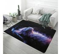 LOMDEM Alfombra de Animales Fantásticos, Tapete Decorativo Moderno Hogar, Suave y Antideslizante, 3D Gato Lobo Leopardo Gris Negro Alfombra Habitación Juveniles Salas de Estar, 160x200 cm, Color 1