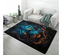 LOMDEM Alfombra de Animales Fantásticos, Tapete Decorativo Moderno Hogar, Suave y Antideslizante, 3D Gato Lobo Leopardo Gris Negro Alfombra Habitación Juveniles Salas de Estar, 80x120 cm, Color 4