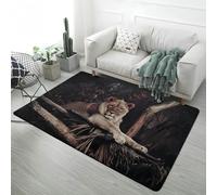 LOMDEM Alfombra Franela Leopardo 3D Antideslizante Cielo Estrellado León Leopardo Tigre Negro Gris Decoración Alfombras para Sala De Estar Dormitorio Estudio Pasillo Baño (Style 4,140x200 cm)
