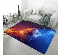 LOMDEM Alfombra Fútbol 3D Llamas Baloncesto Genial Negro Gris Alfombra para Habitaciones Niños Adolescentes, Suave Y Antideslizante, Decoración para Sala De Juegos (Style 4,80x120 cm)