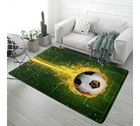 LOMDEM Alfombra Fútbol 3D Llamas Baloncesto Genial Negro Gris Alfombra para Habitaciones Niños Adolescentes, Suave Y Antideslizante, Decoración para Sala De Juegos (Style 1,120x180 cm)