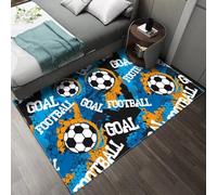 LOMDEM Alfombra Habitación Niños Niñas Jóvenes Adolescentes, Diseño Campo Fútbol Balón Llameante, Antideslizante, Alfombra Gaming Dormitorio Infantil Zona Juegos Moderna, 100x120 cm, Color 5