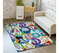 LOMDEM Alfombra Habitaciones Niños y Adolescentes, Franela, Estilo Urbano Grafiti Hip-Hop, Suave y Antideslizante, Alfombra para Sala de Estar, Dormitorio o Sala de Juegos, 160x200 cm, Color 4